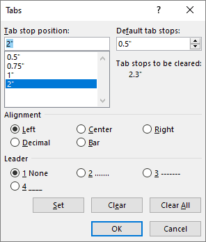 Word 2013 Tab Stops Word 2013 Tabs